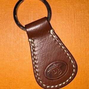 Dooney & Bourke Brown Leather Upcycled Key-tag with Embossed Logo sku-661
